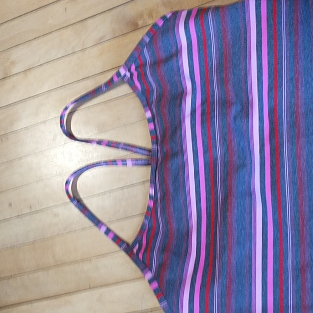 Lululemon Power Y Tank Elevation Pink and Purple Space Dye Stripes, Size 10 - Picture 3 of 5